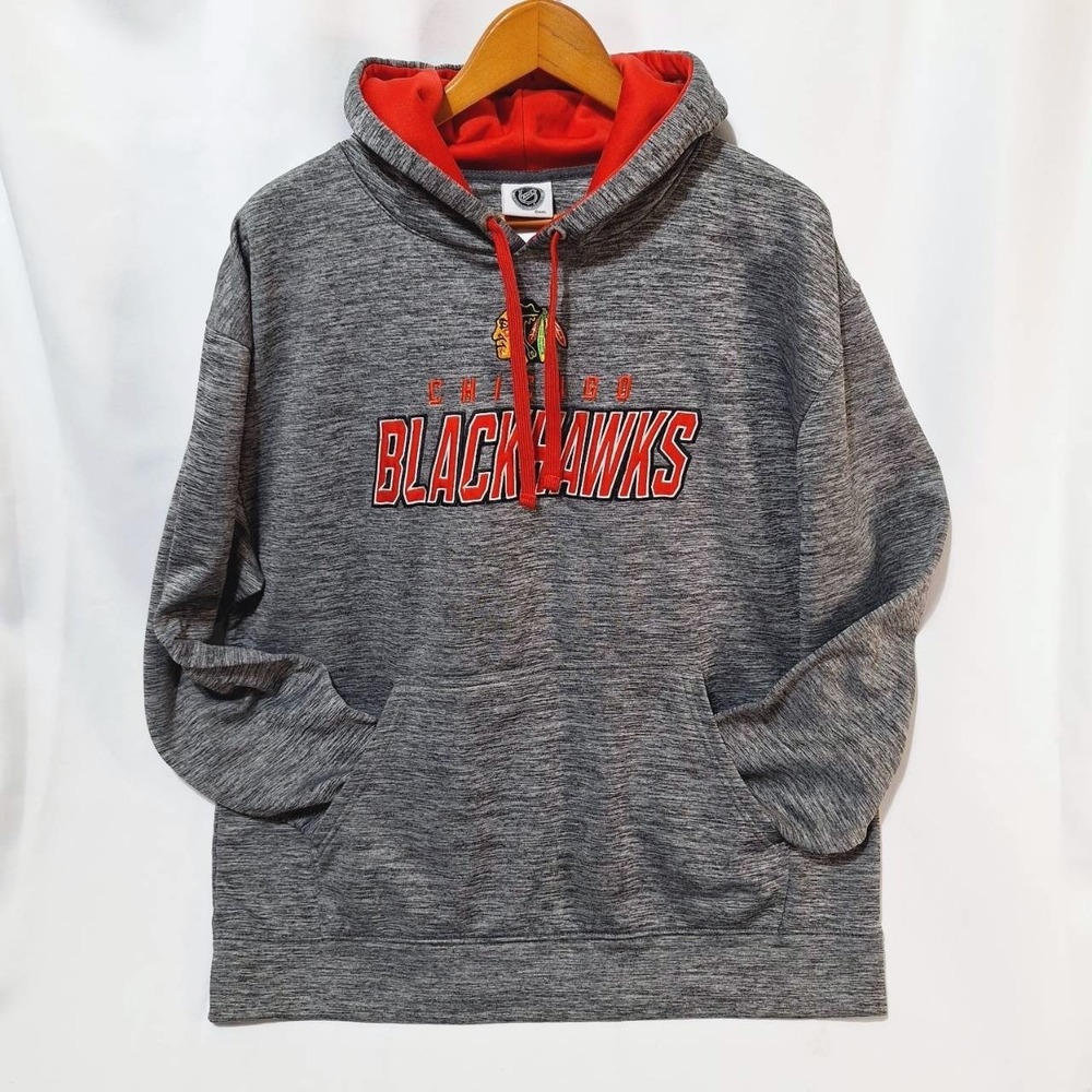 NHL  Chicago Blackhawks Fleece Hoodie Mens Sz XL Grey Pullover Sweatshirt